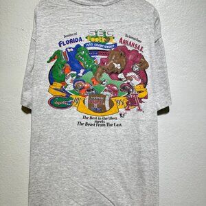 Vintage 90s SEC Football 1995 T-Shirt Florida Gators vs Arkansas Razorbacks Cham